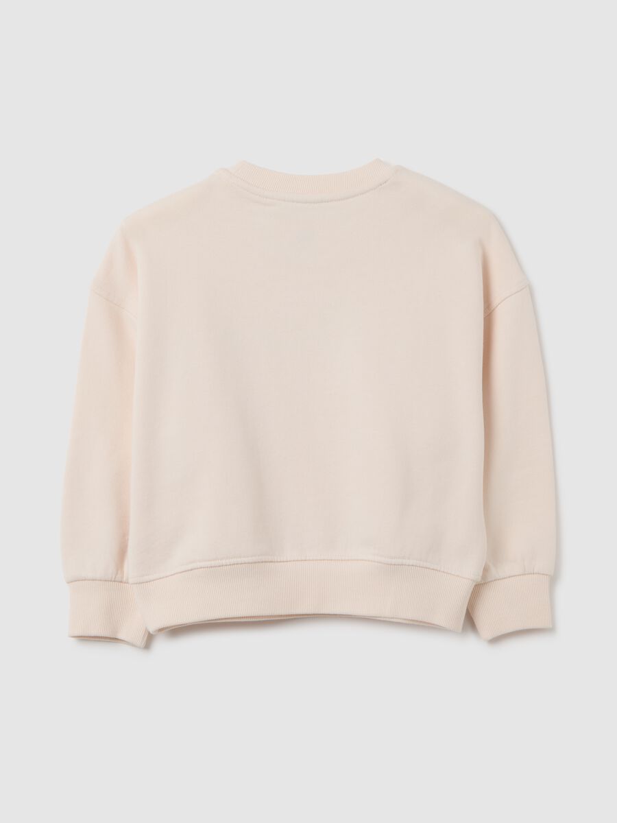 Girls' beige pure cotton sweatshirt with print_1
