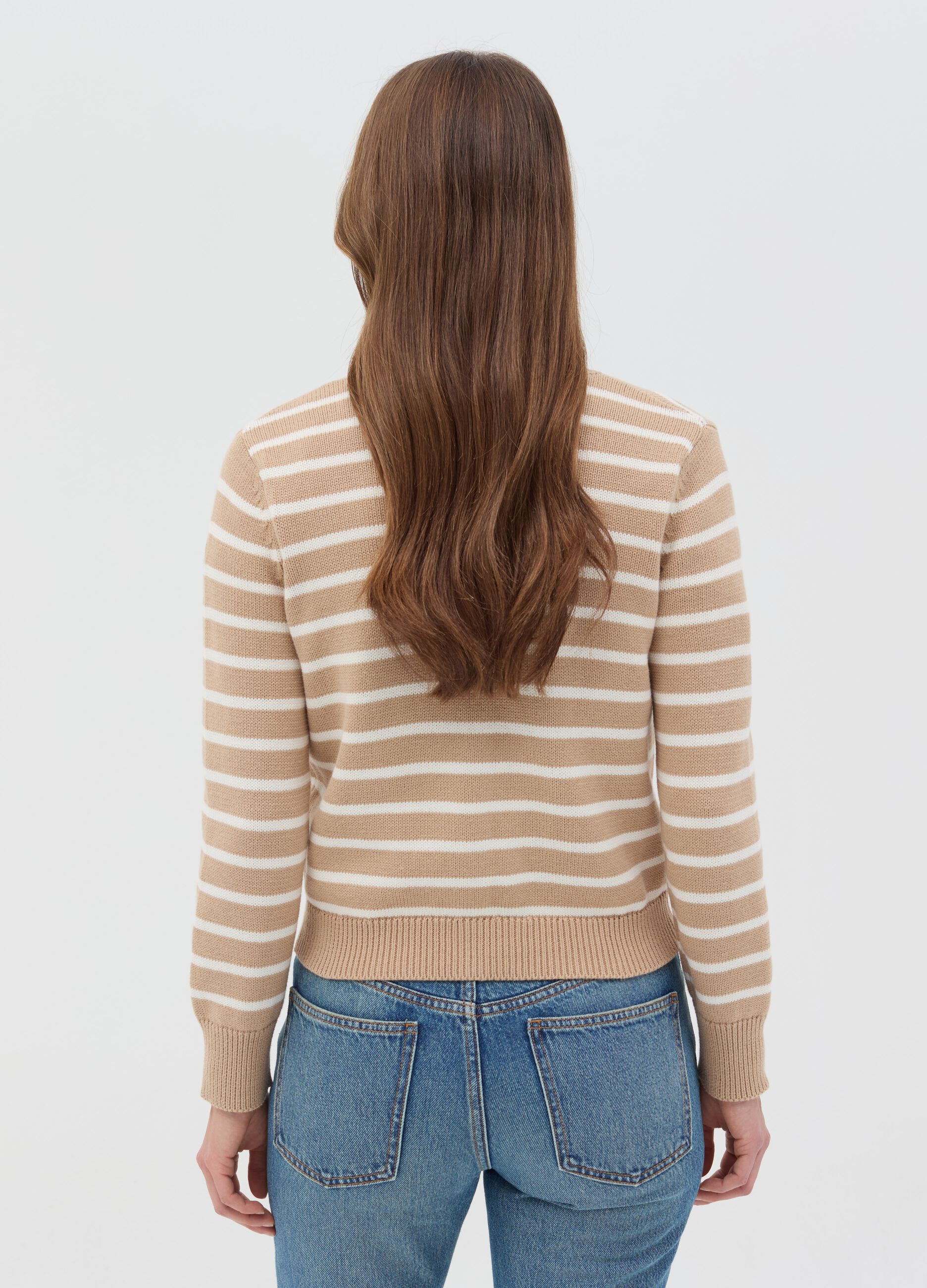 Striped cardigan with gold-coloured buttons
