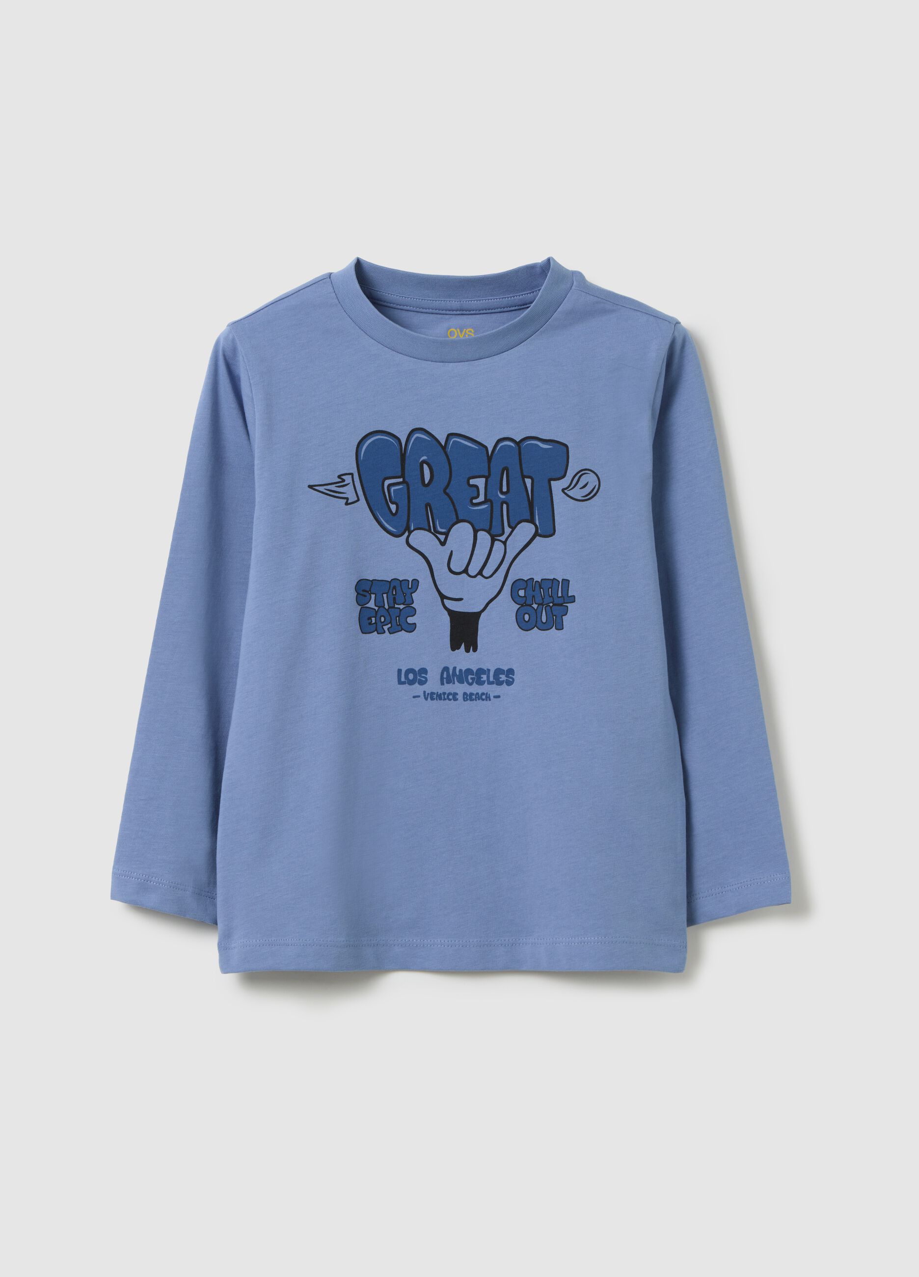 Blue pure cotton children's t-shirt