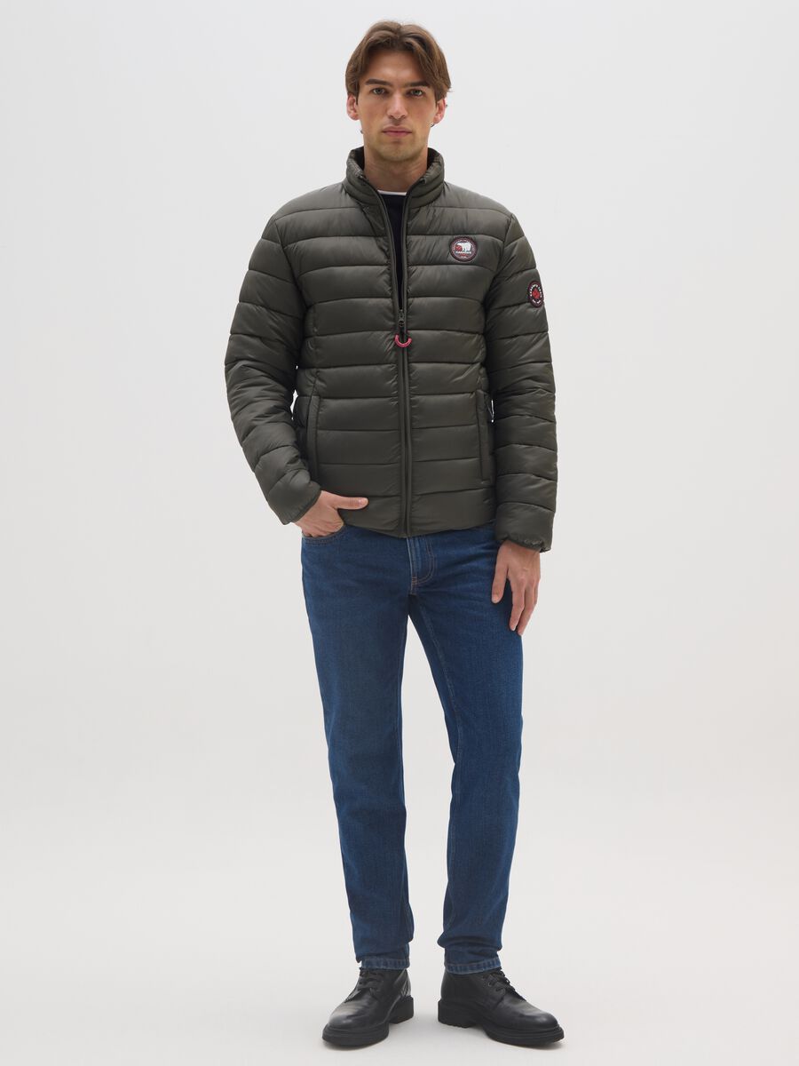 Green Padded Jacket with Zip_1