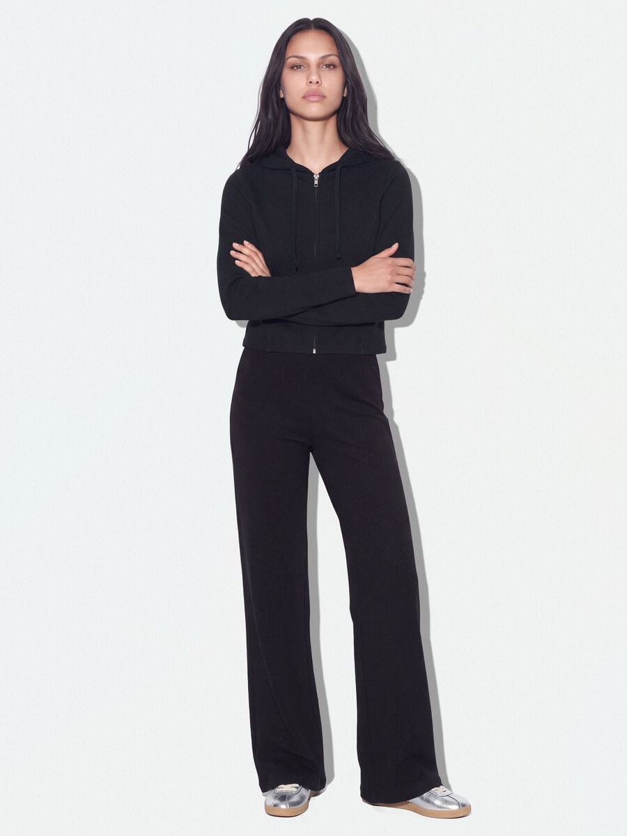 Black flare joggers in pure cotton_0