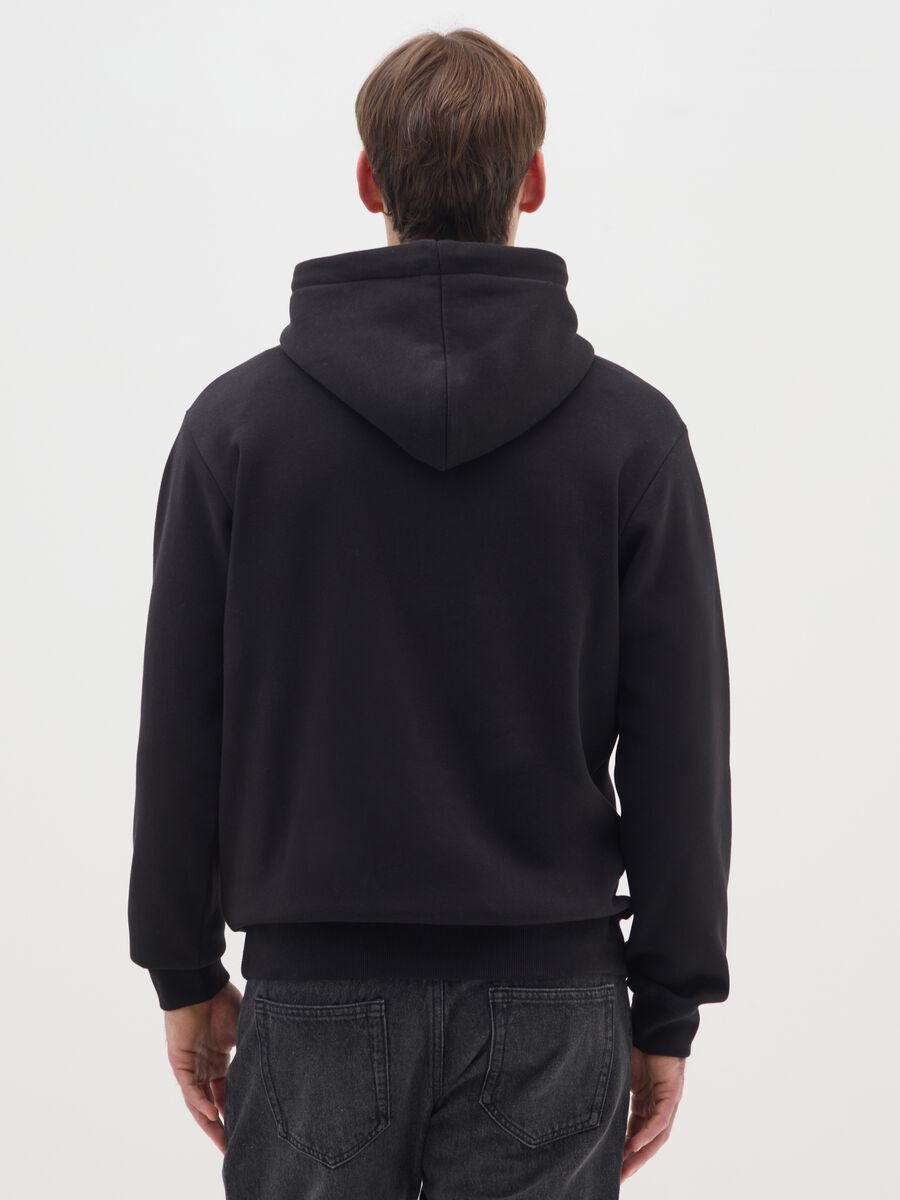 Felpa in misto cotone nero con cappuccio_2