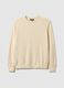 Beige crew neck sweater in pure cotton regular fit_4