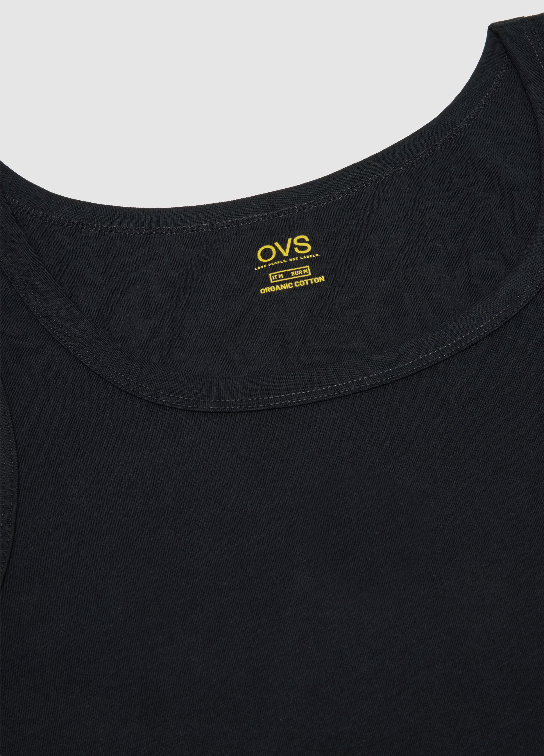 Tripack canottiere da uomo in puro cotone nero regular fit
