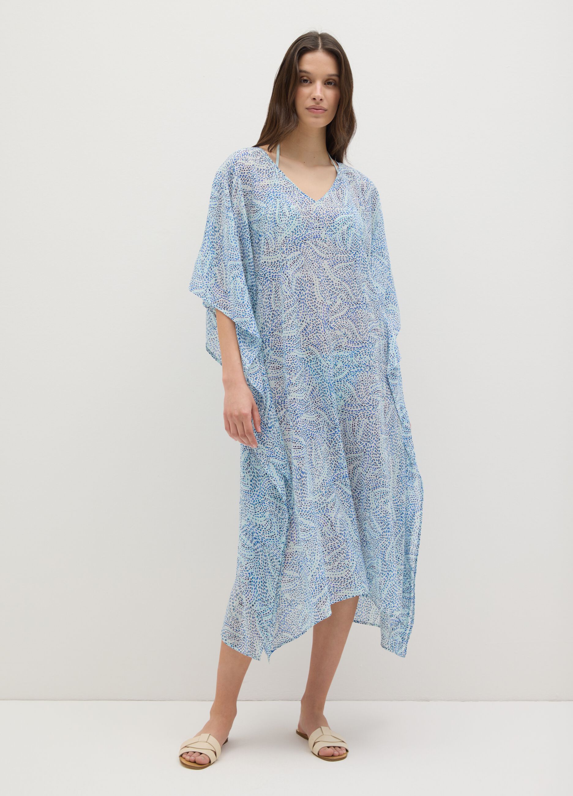 Caftano da donna in misto multicolor lungo