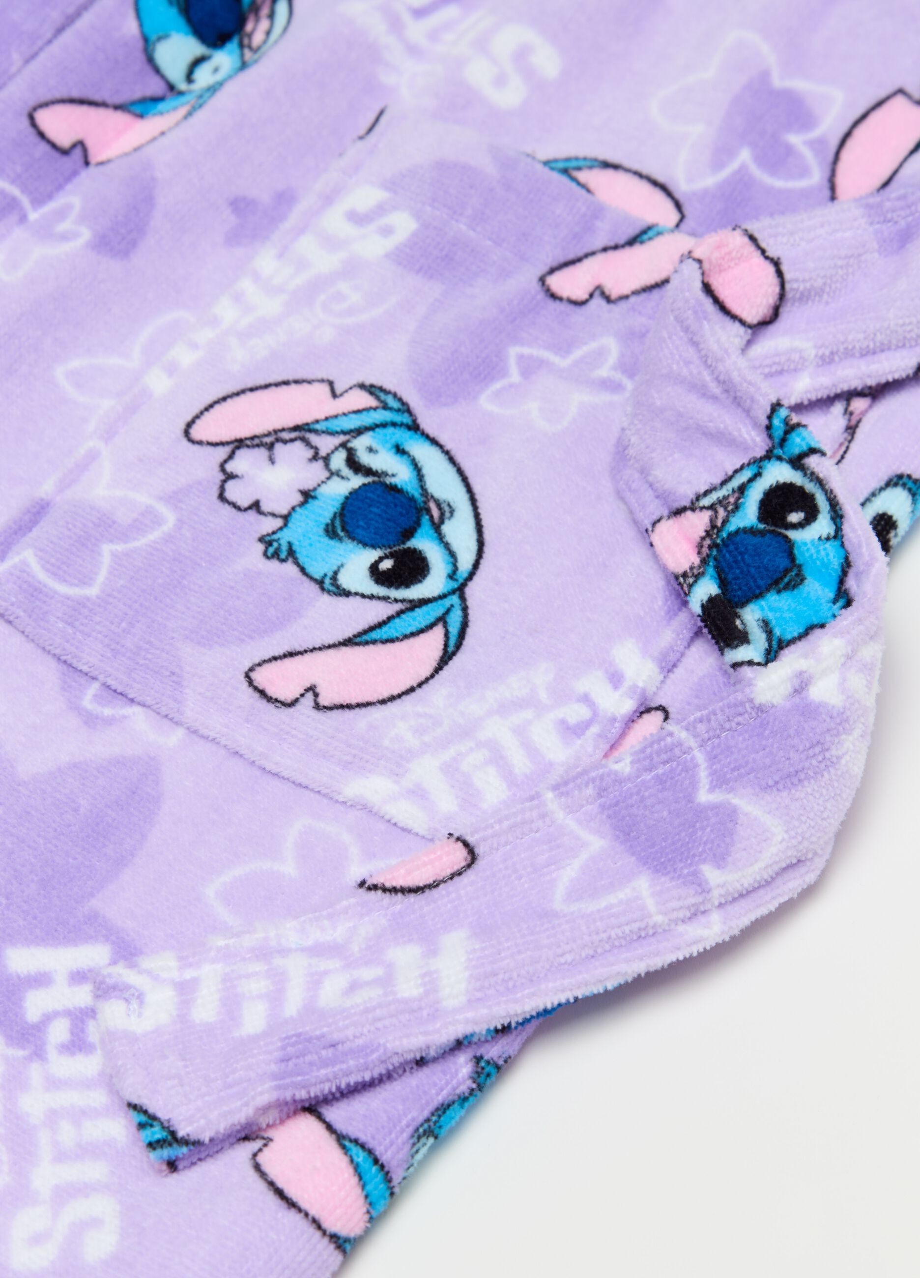 Accappatoio in cotone con cappuccio stampa Stitch 