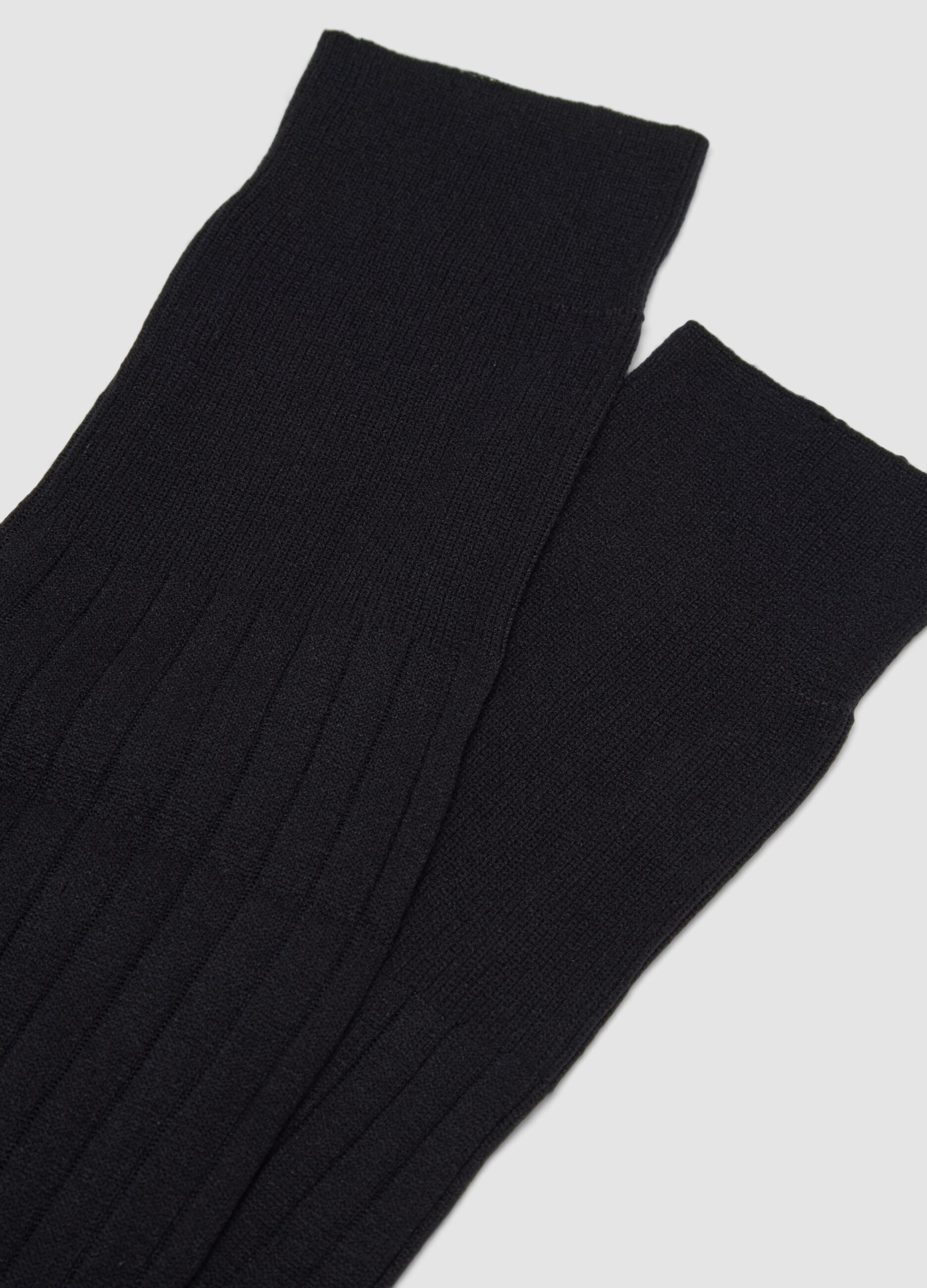 Two-pack of black long ribbed socks