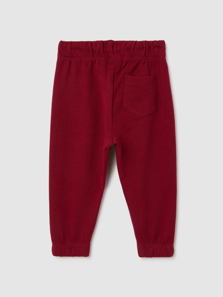 Joggers da bambino in puro cotone rosso regular fit_1