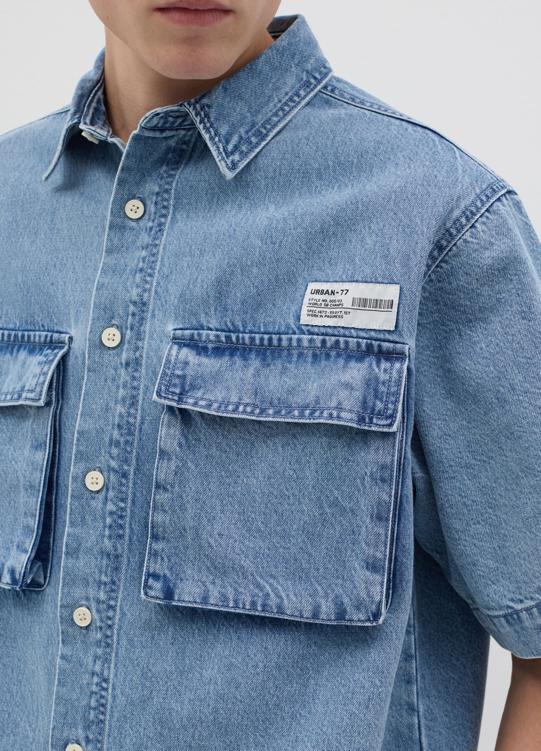 Camicia a maniche corte in denim