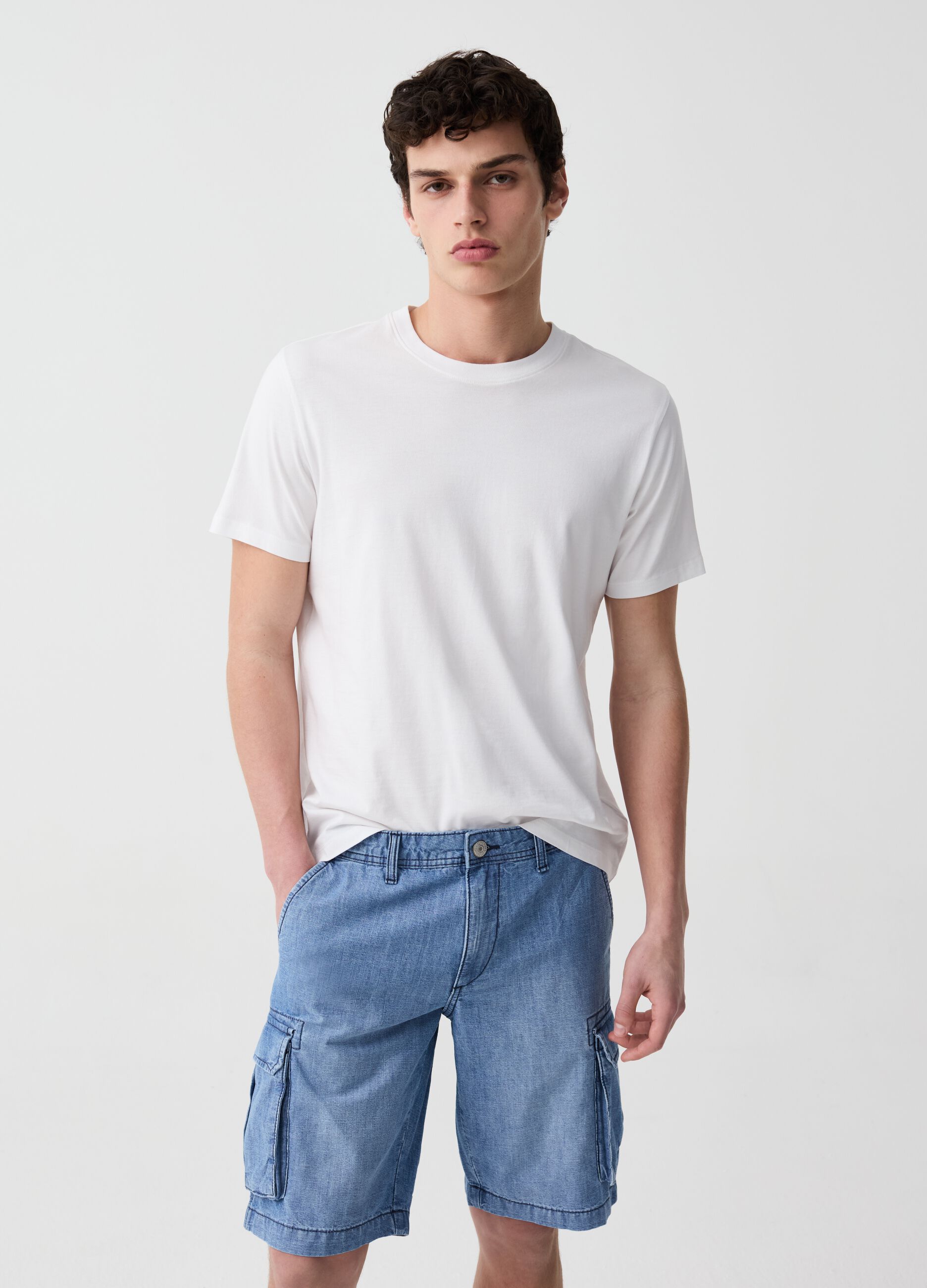 Denim cargo chino Bermuda shorts