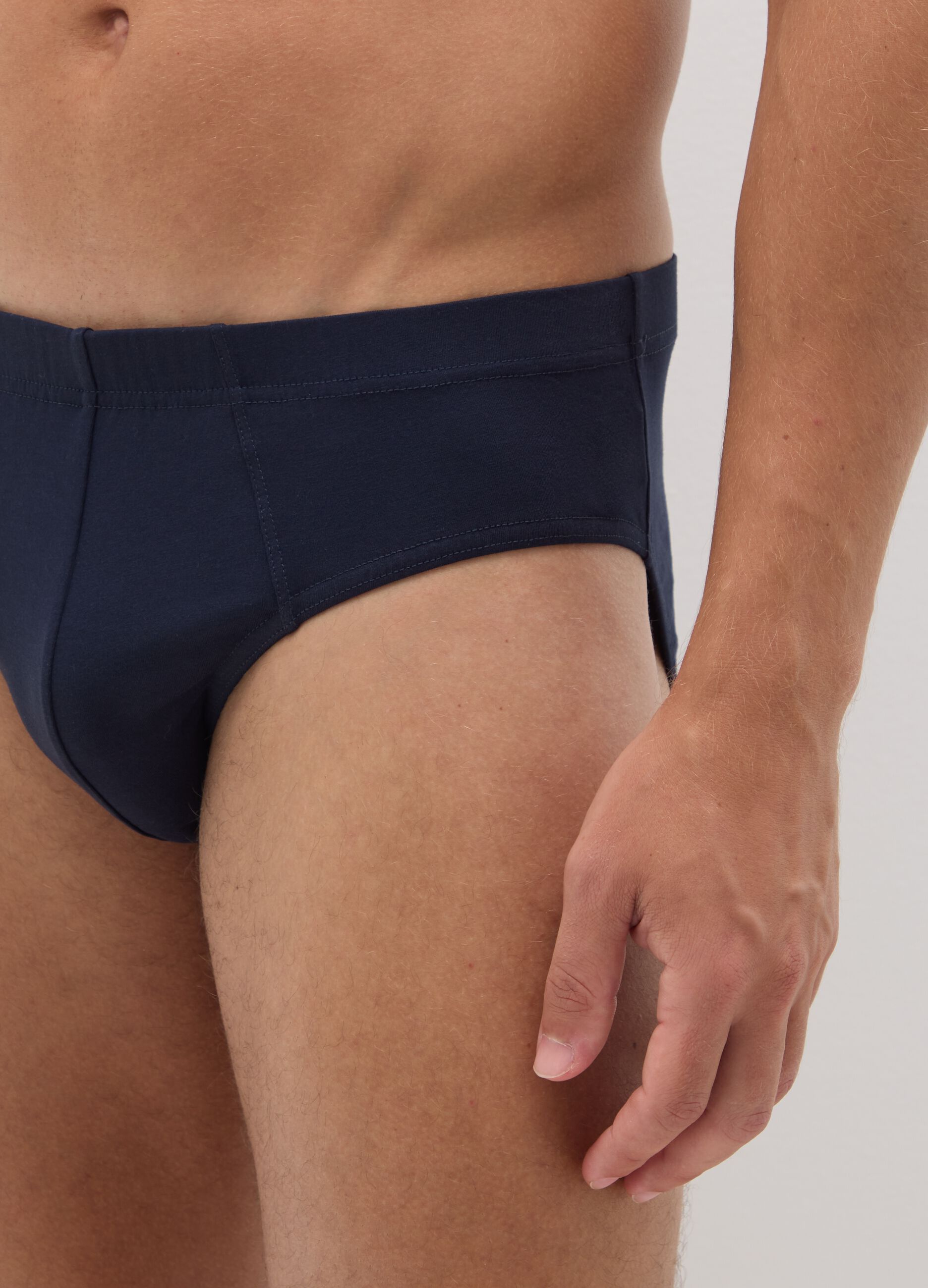 Set of blue regular fit cotton briefs