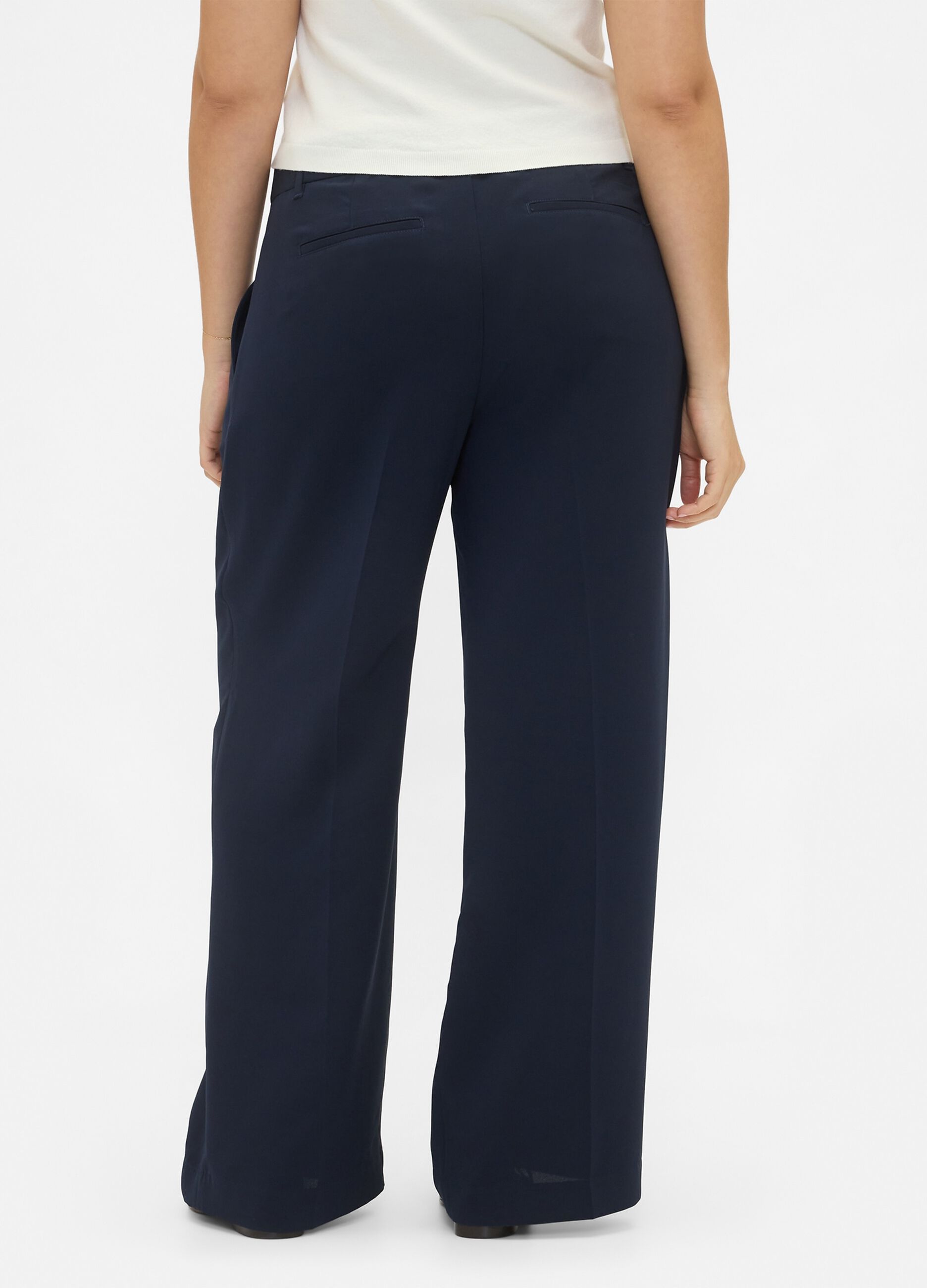 Pantaloni blu a gamba larga in tessuto elasticizzato