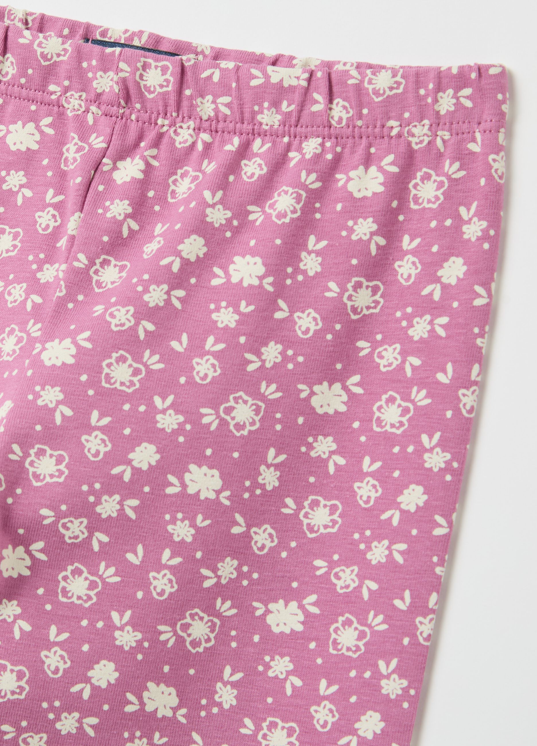 Leggings in stretch cotton with ditsy floral print