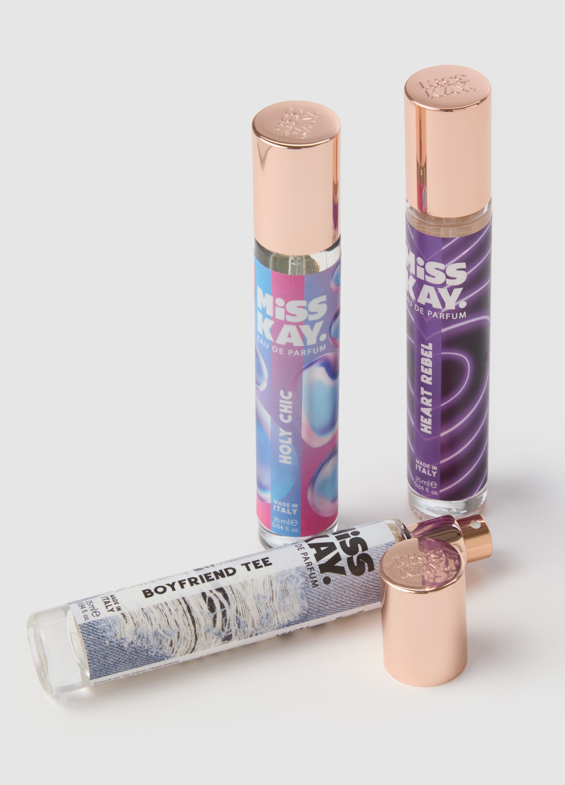 Trio profumi di Miss Kay, Heart Rebel, Boyfriend Tee e Holy Chic
