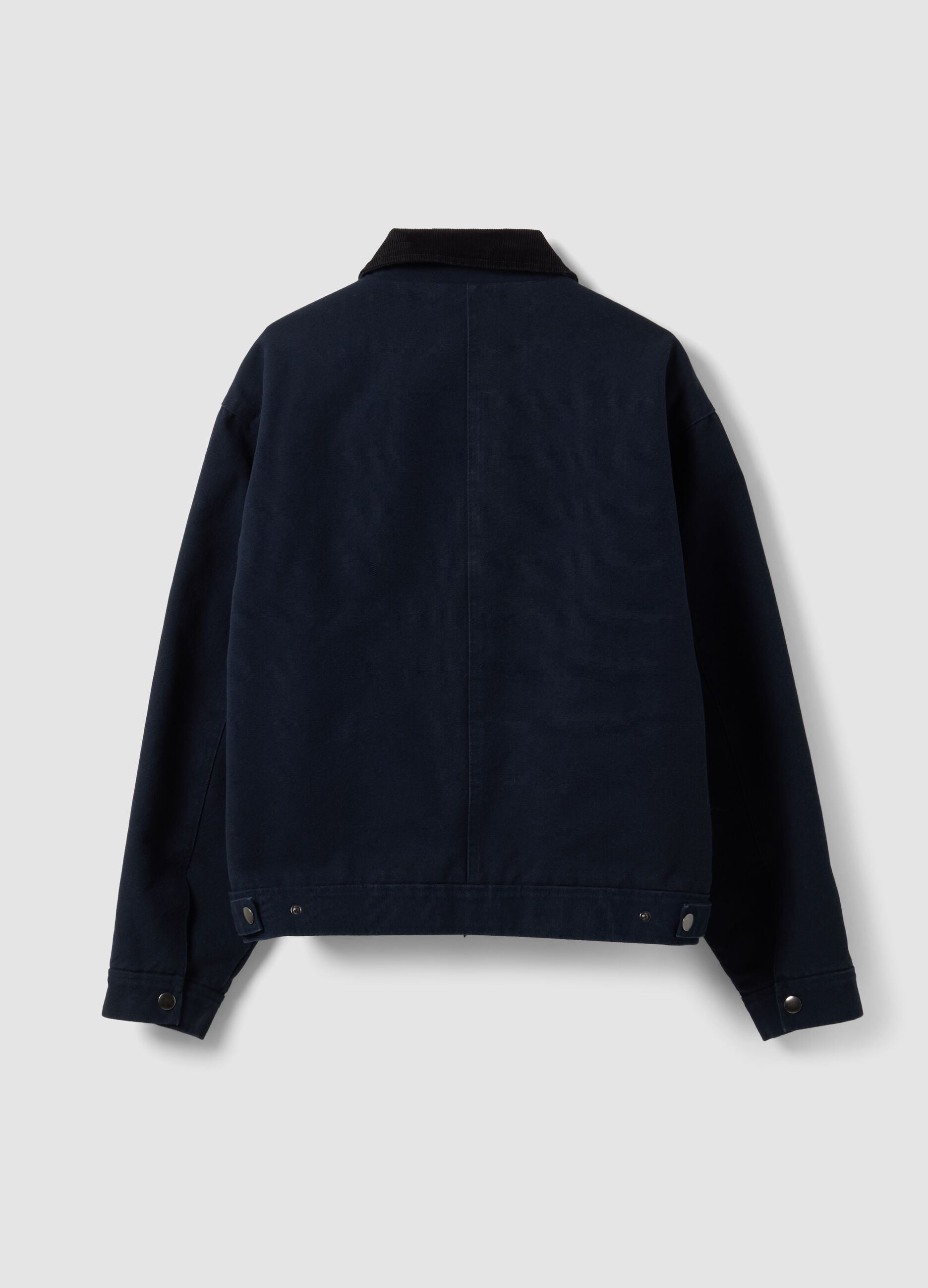 Blue cropped pure cotton padded jacket, oversized fit