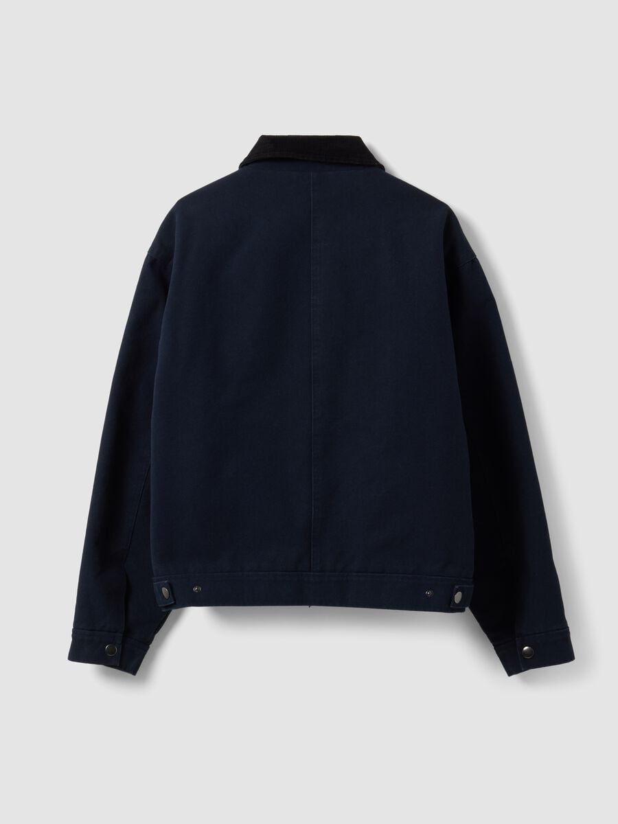 Blue cropped pure cotton padded jacket, oversized fit_2