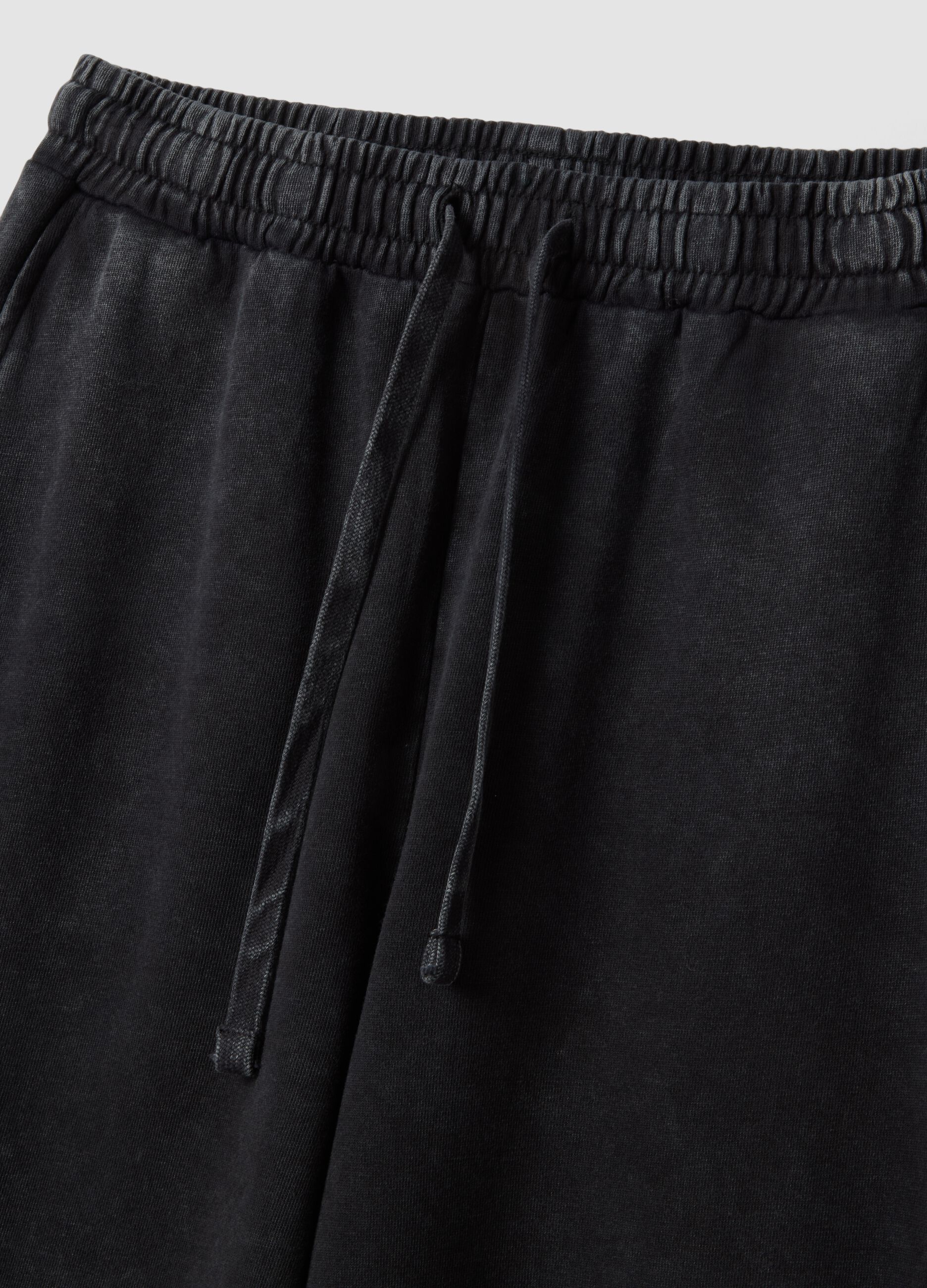 Black pure cotton wide leg jogger trousers