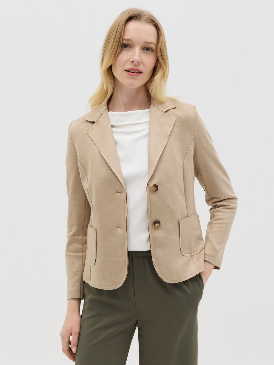 Short beige suede jacket_0