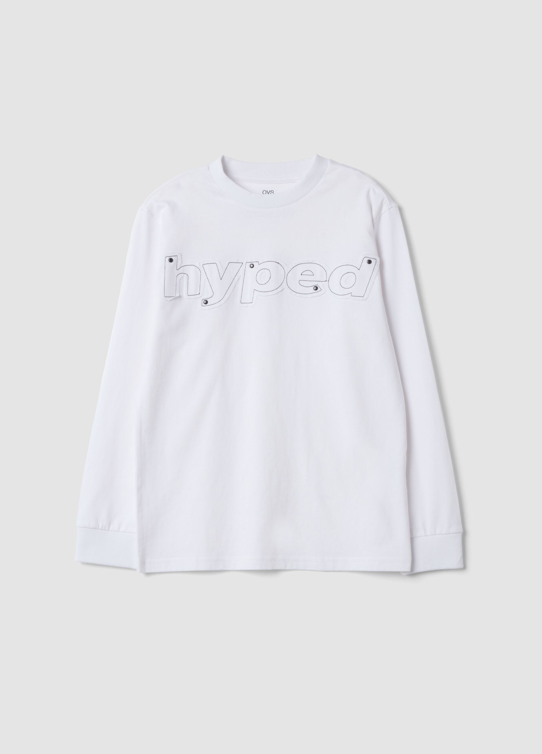 T-shirt bianca in puro cotone con scritte over fit