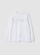 T-shirt bianca in puro cotone con scritte over fit_0