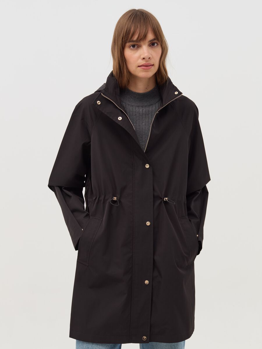 Solid colour parka with hood_0
