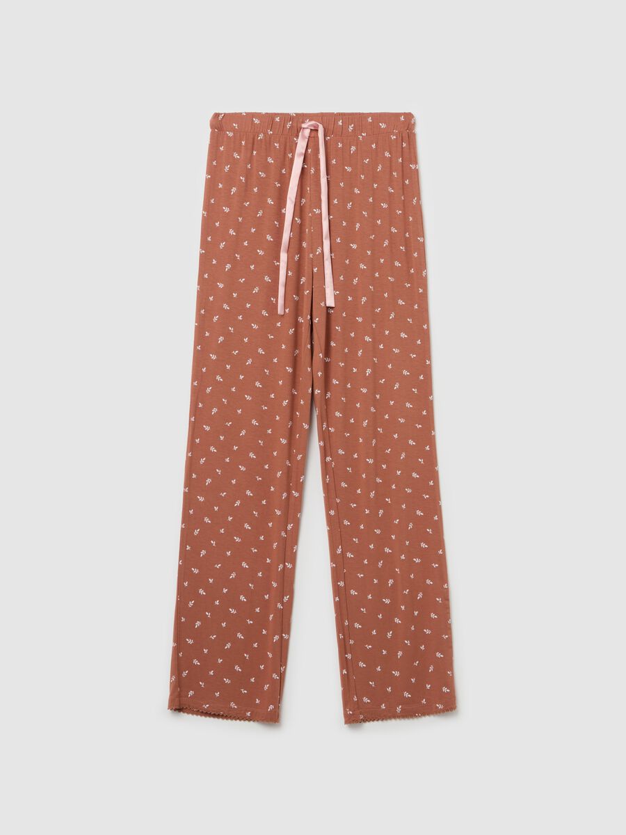 Pyjama trousers with small leaves print_4