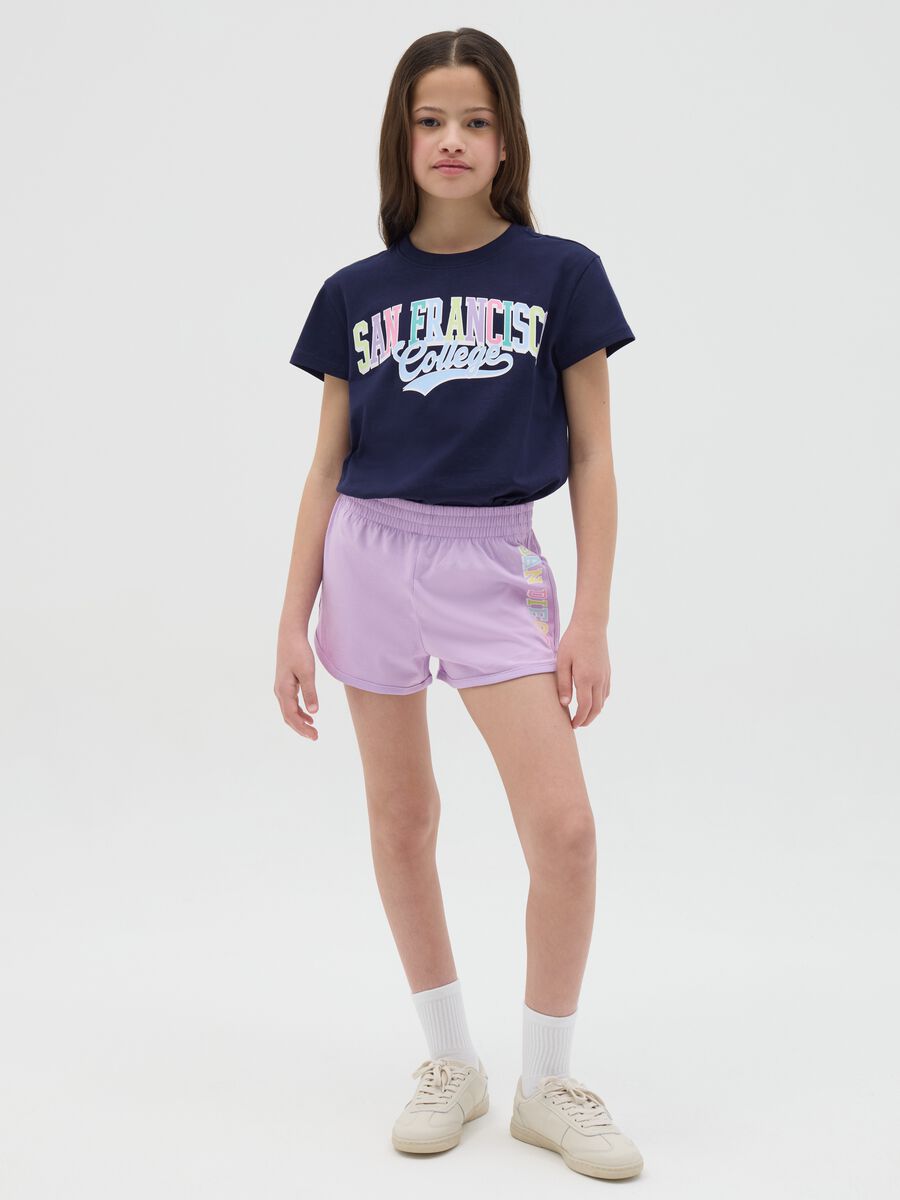 Fleece shorts with lettering print_0