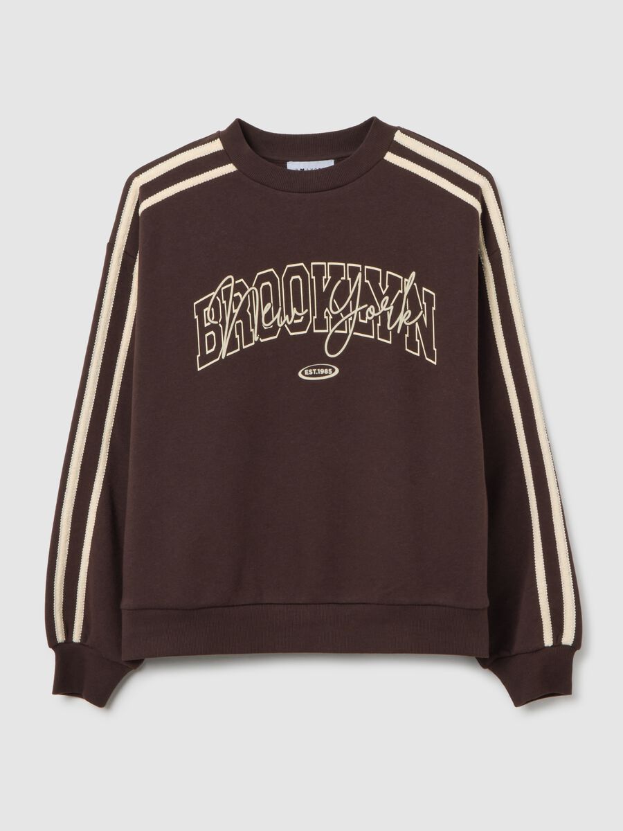 Felpa in misto cotone marrone a righe regular fit_4