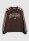 Brown striped regular fit cotton blend sweatshirt_4