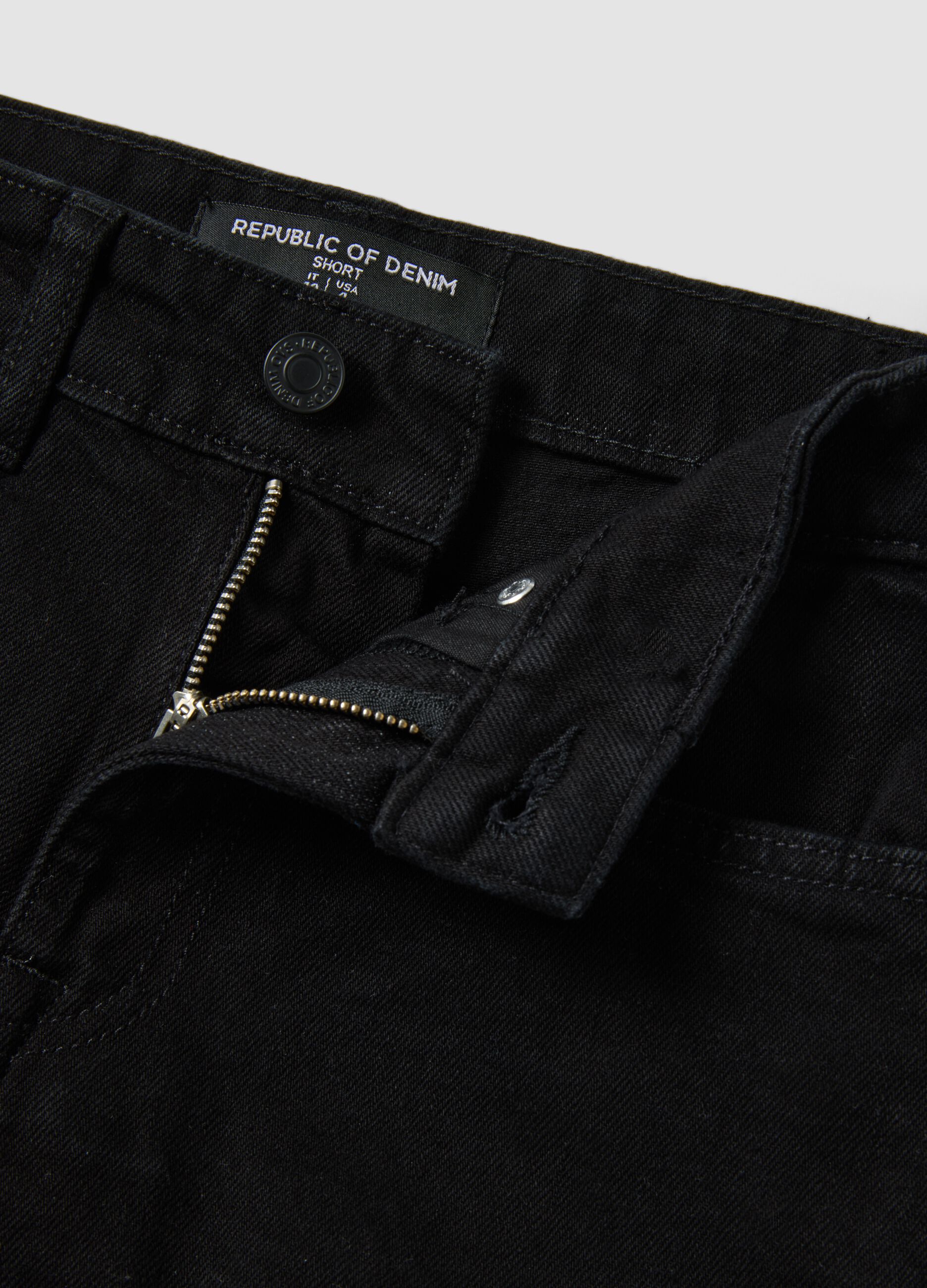 Black stretch cotton denim shorts