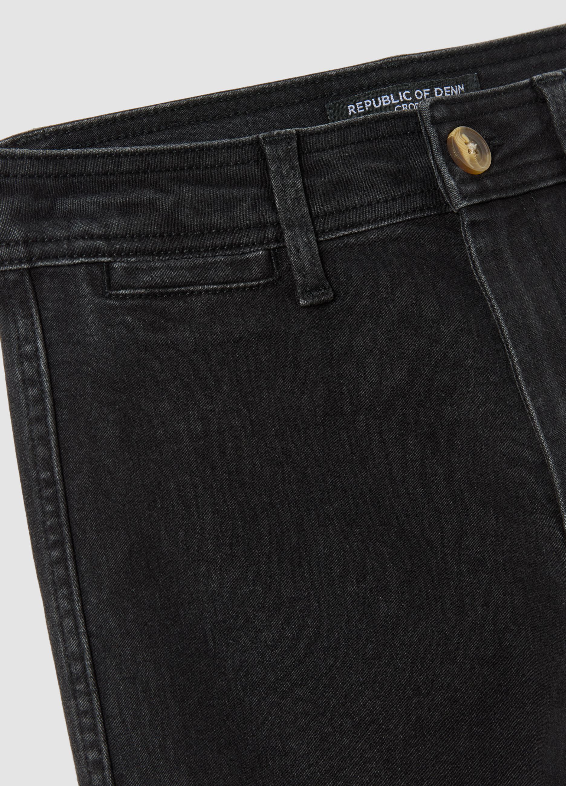Black wide-leg jeans in stretch cotton