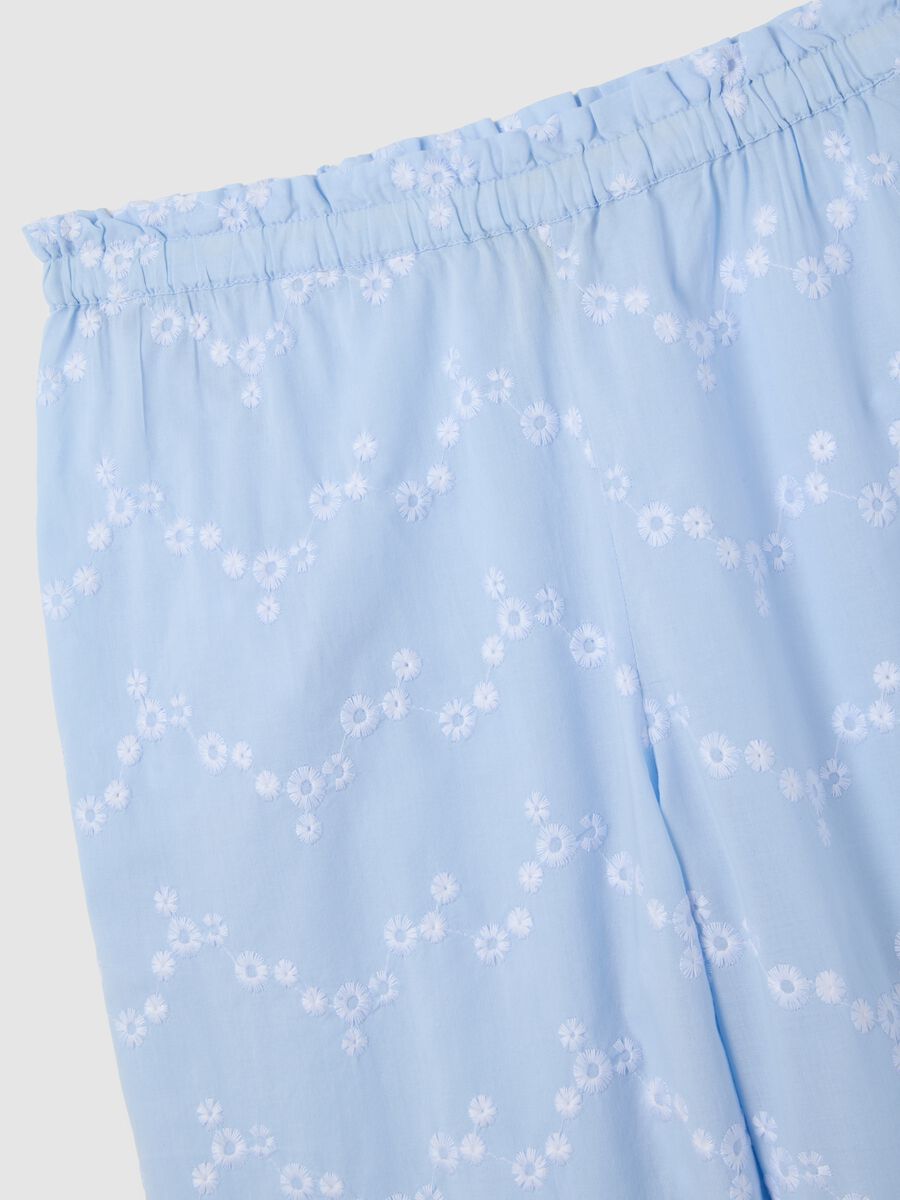 Women's multi-colour culotte trousers in pure cotton with floral embroidery_5