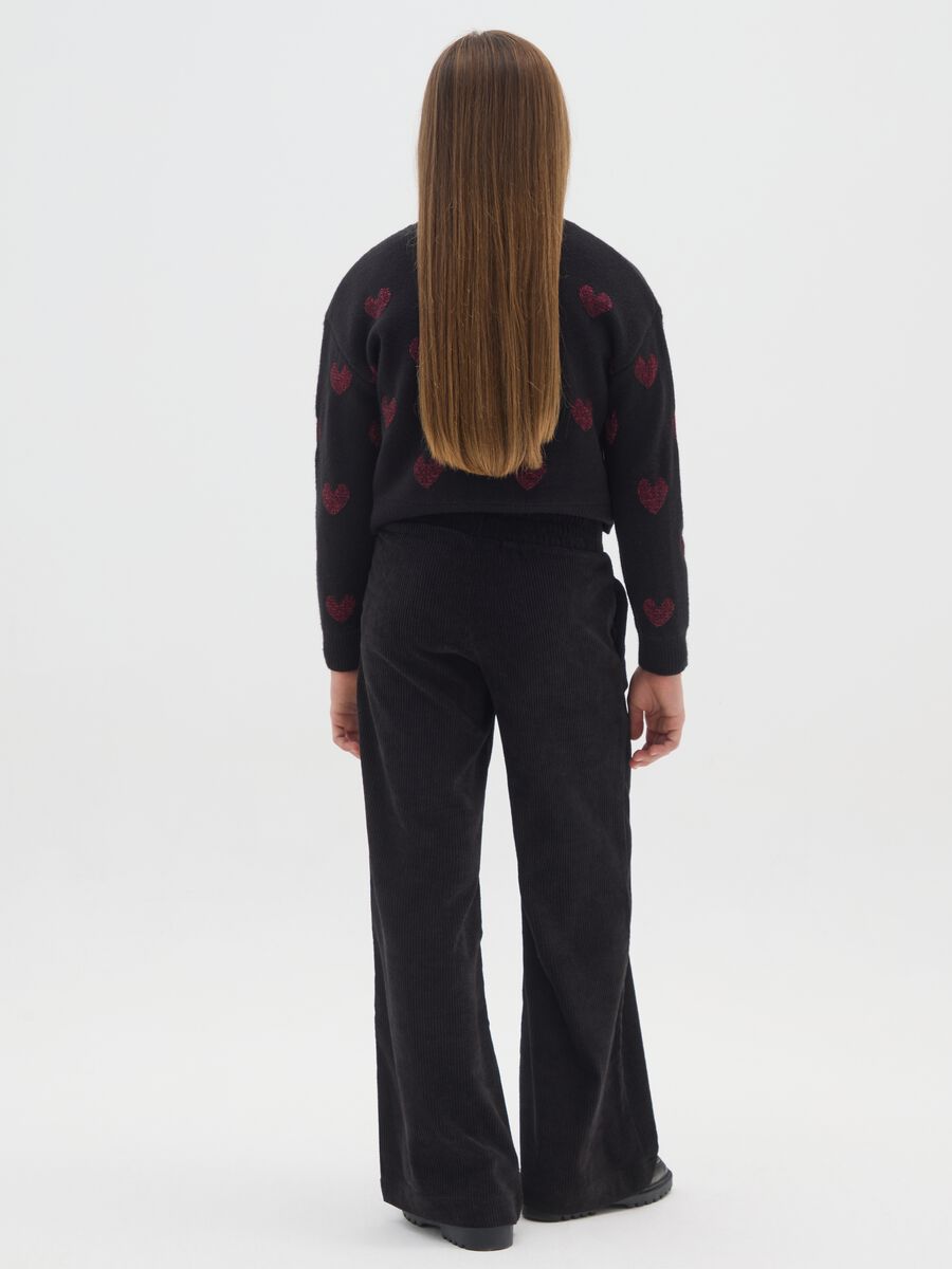 Pantaloni neri da ragazza in velluto a coste relaxed fit_1