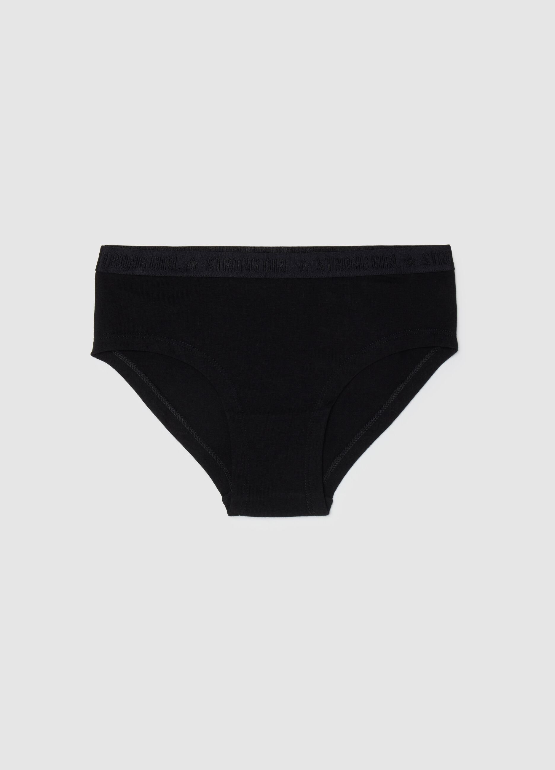 Girls' black cotton knickers regular fit