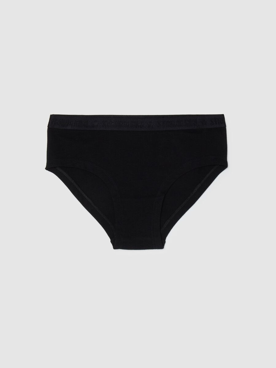Girls' black cotton knickers regular fit_0