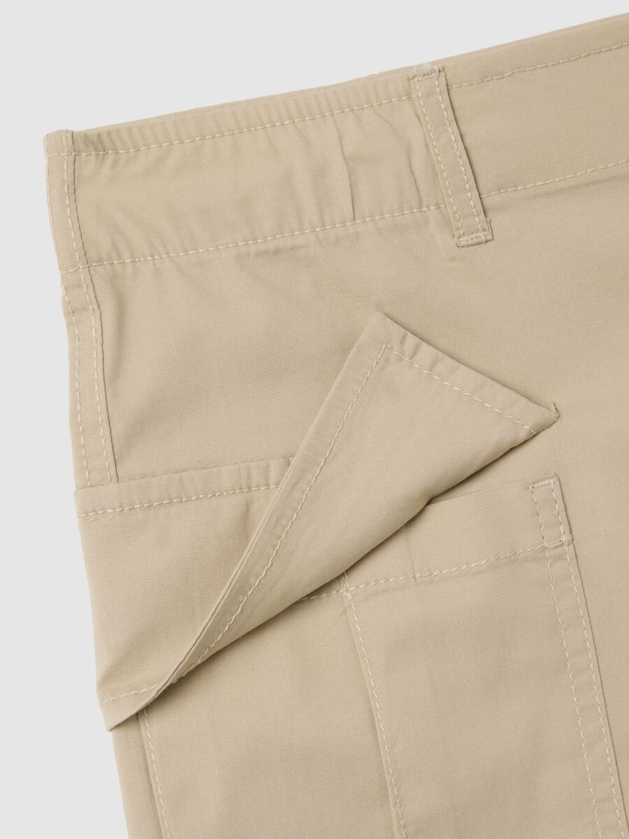 Women's beige regular fit stretch cotton shorts_1