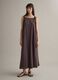 Long brown cotton-blend dress, regular fit_0