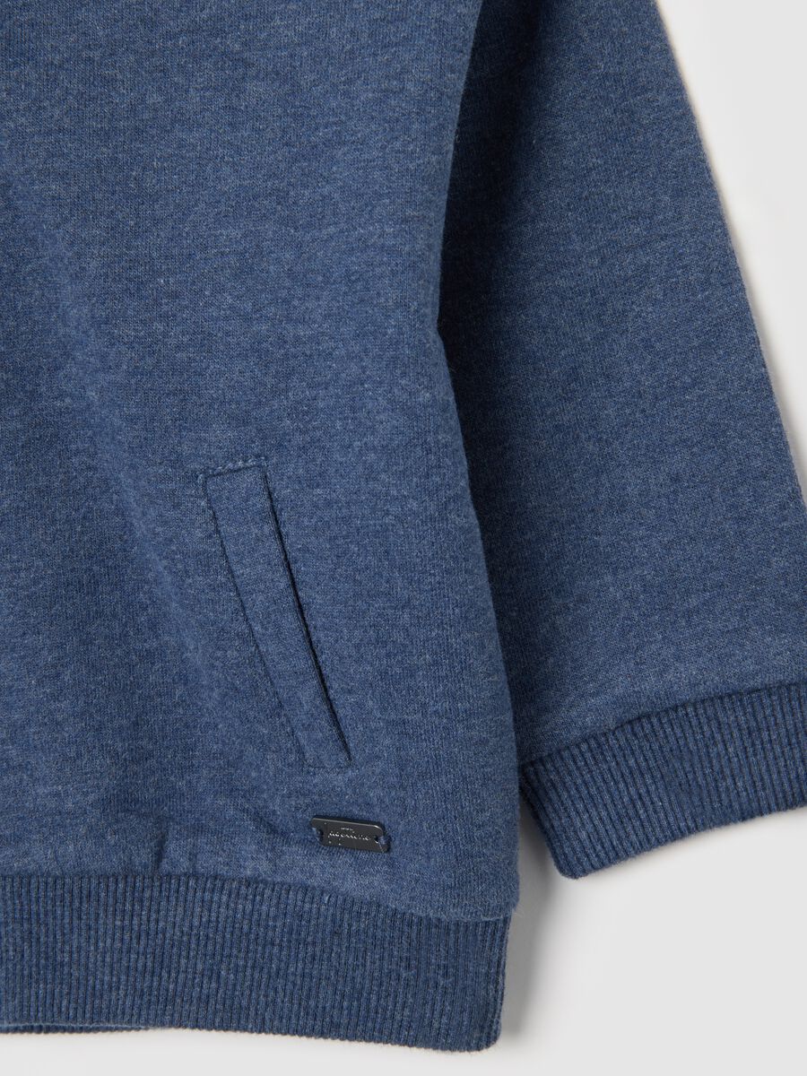 Blue newborn sweatshirt in pure cotton, regular fit with hood and zip_2
