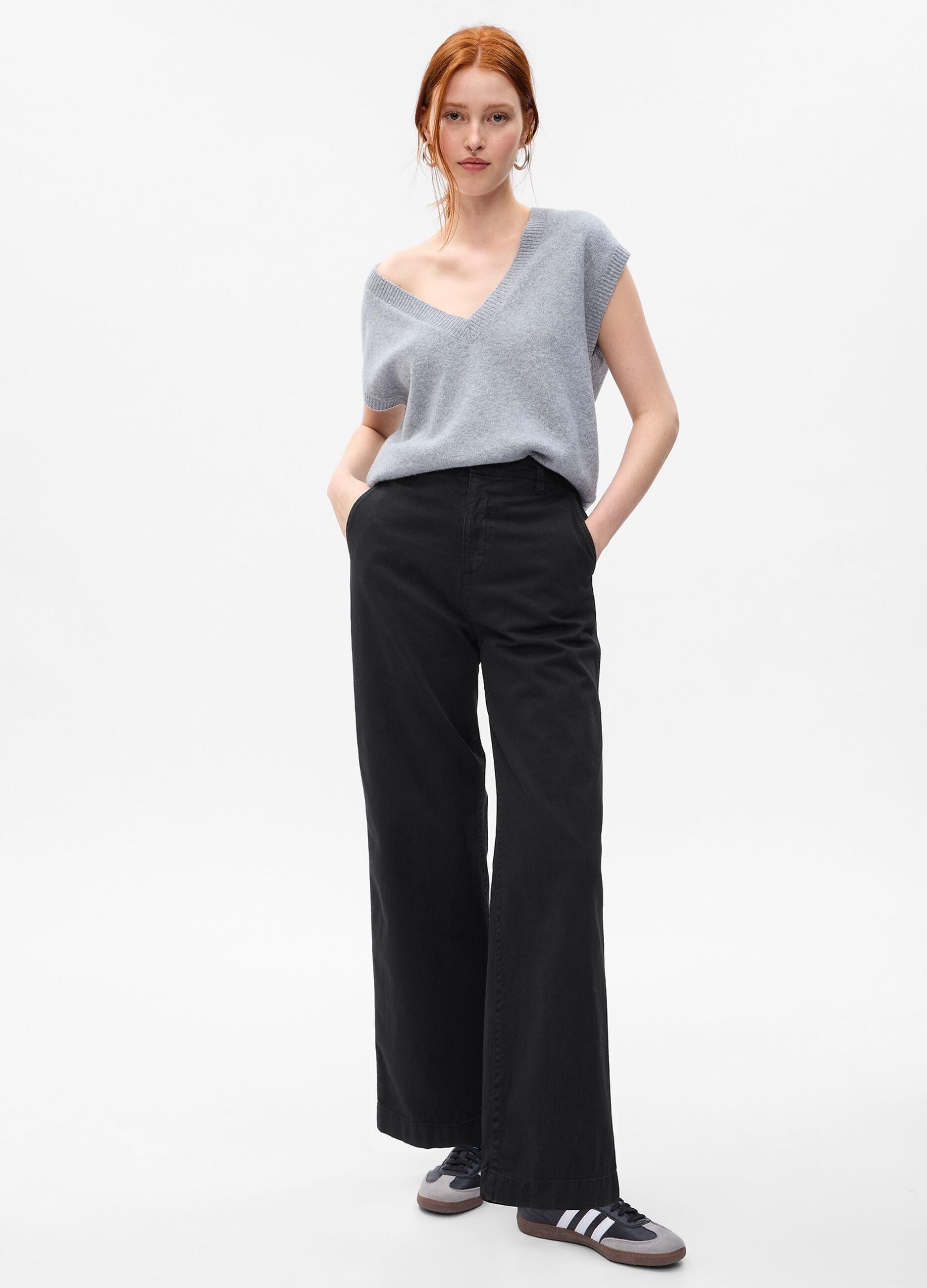 Pantaloni loose fit con vita media Nero GAP da Donna OVS