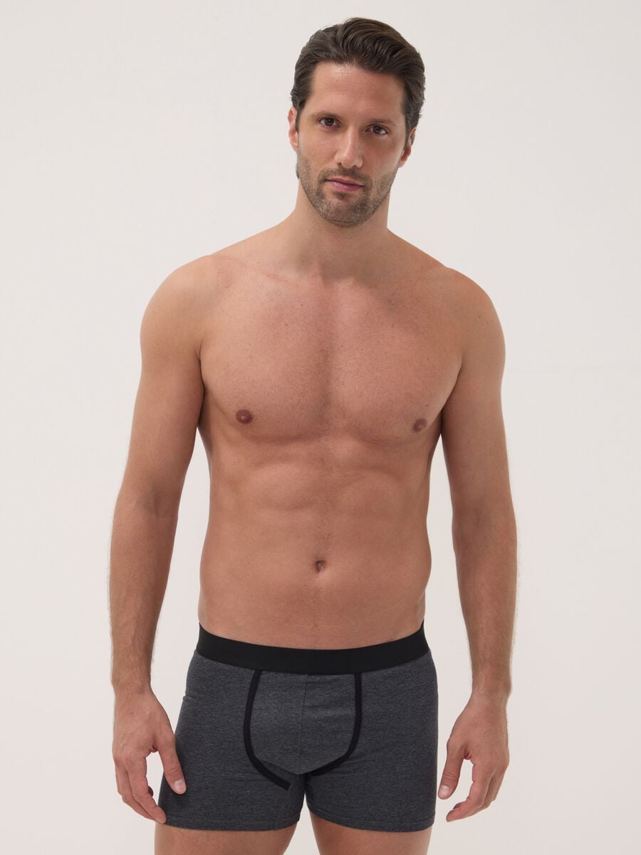 Tripack di boxer midi grigi in cotone organico elasticizzato_0