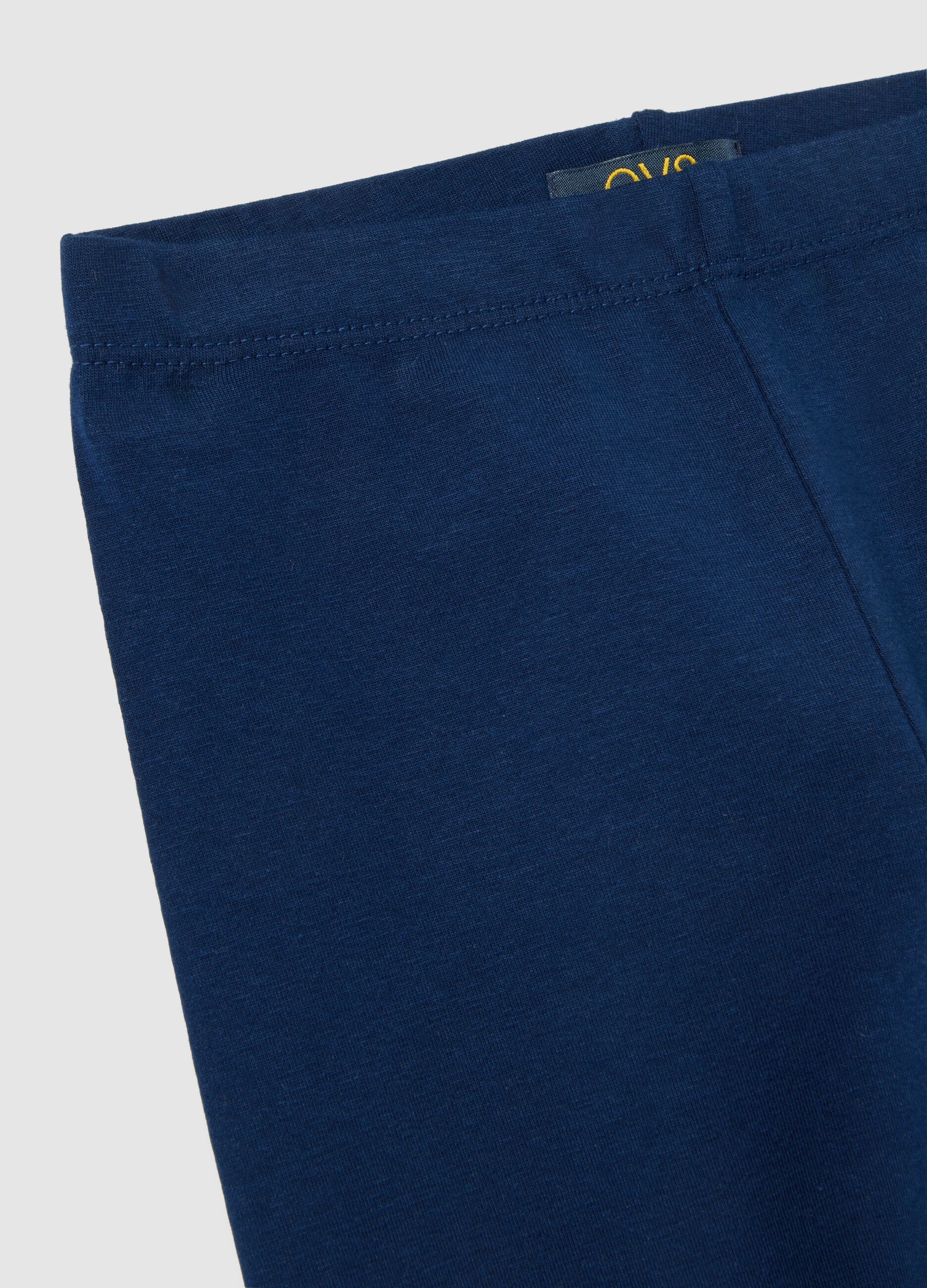 Girls' Blue Cotton Blend Skinny Fit Shorts