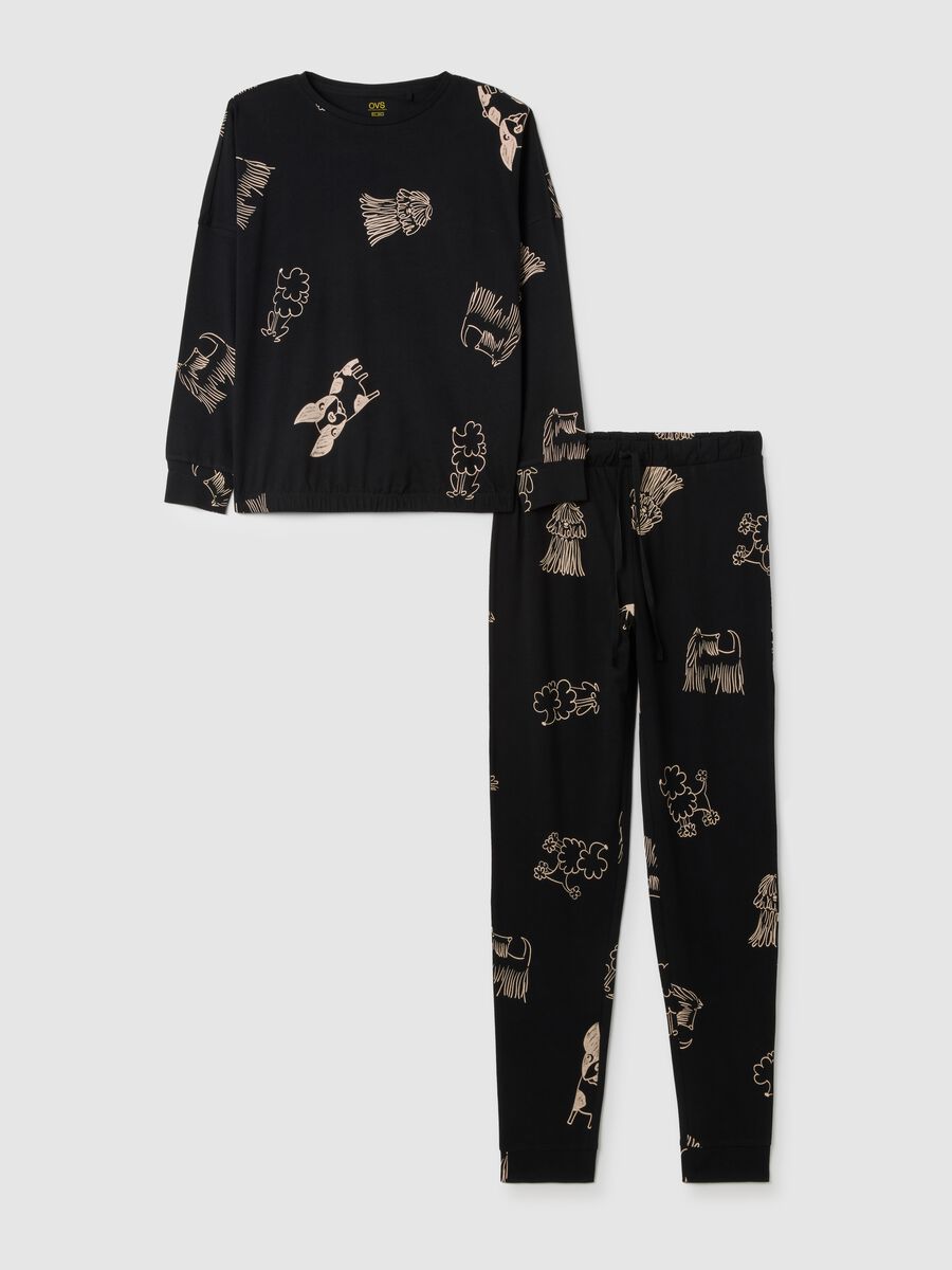 Black pure cotton regular fit pyjamas_0