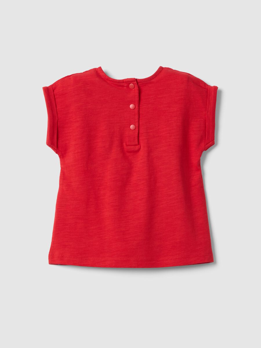 Girl's red pure cotton T-shirt regular fit with embroidery_1