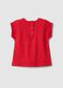 T-shirt in puro cotone rossa da bimba regular fit con ricami_1