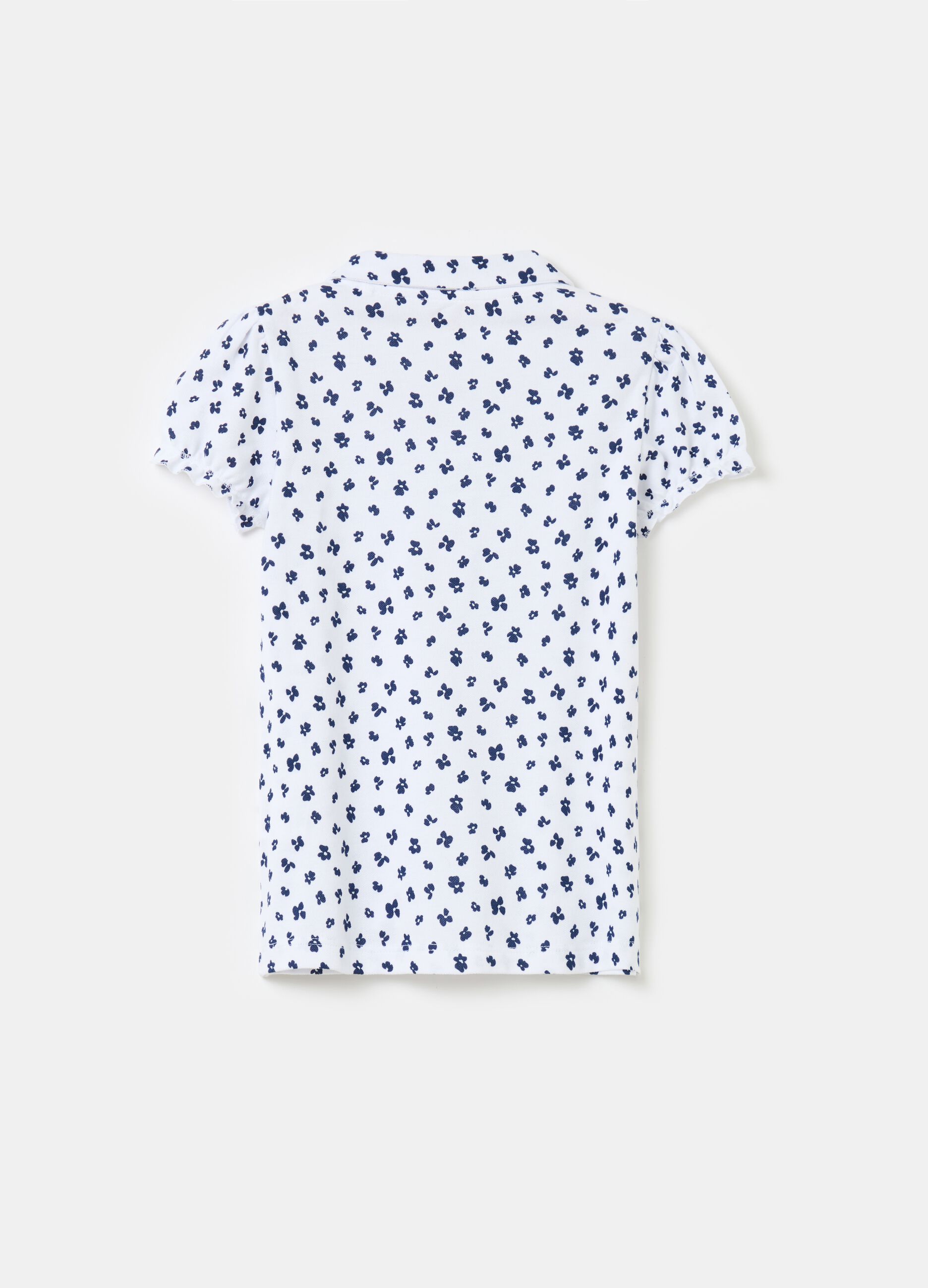 Polo shirt with all-over small flowers print