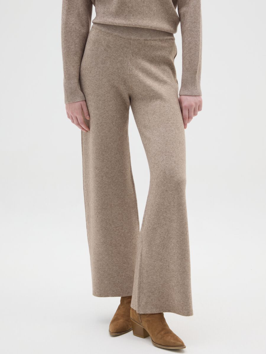 Pantaloni a palazzo beige regular fit_1