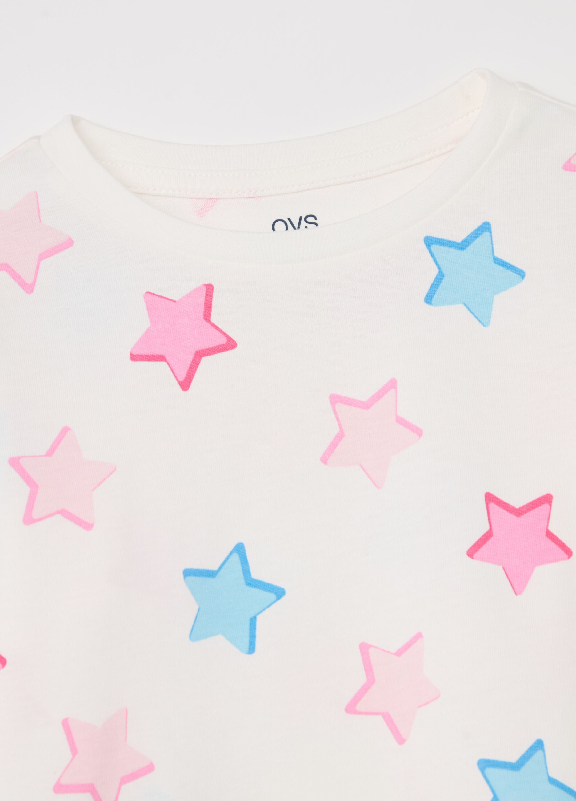 Pigiama lungo con stampa stelle multicolore