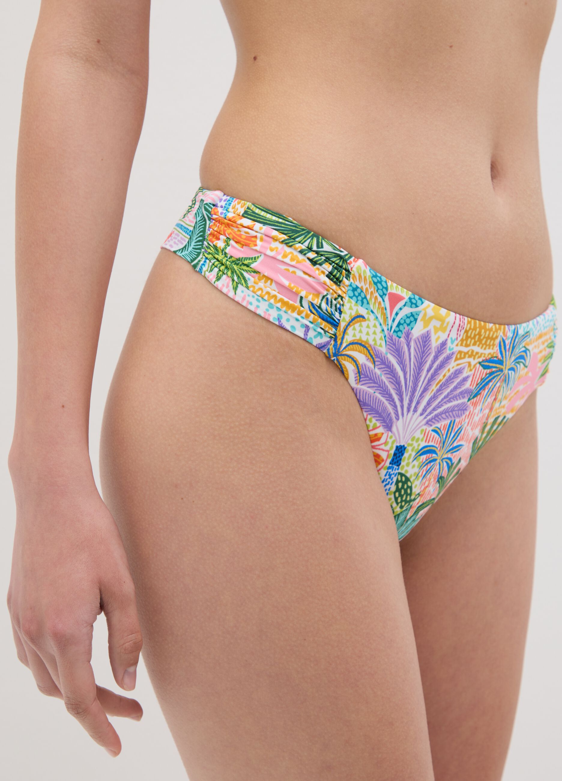 Slip bikini a vita alta da donna in misto elasticizzato multicolor