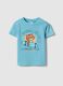 Boys' Regular Fit Sky Blue Pure Cotton T-shirt with Riding Tiger_0