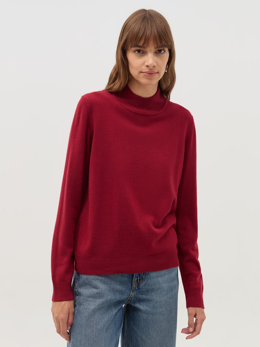 Long-sleeved top with mock neck_0